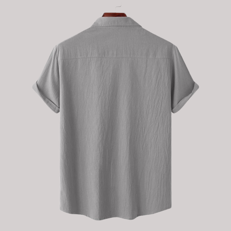 Breathable Linen Blend Short Sleeve Button Down
