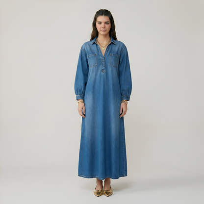 Classic Long Sleeve Denim Maxi for Women