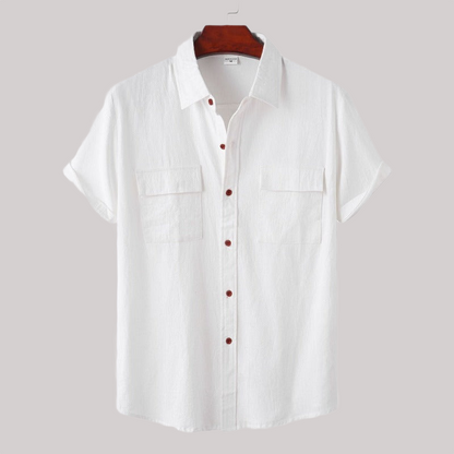 Breathable Linen Blend Short Sleeve Button Down