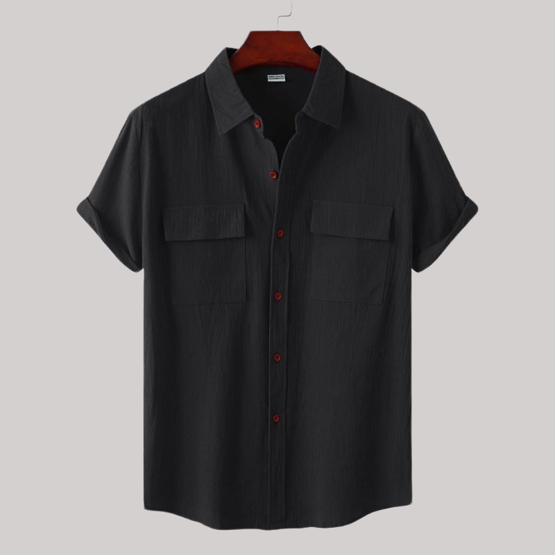 Breathable Linen Blend Short Sleeve Button Down