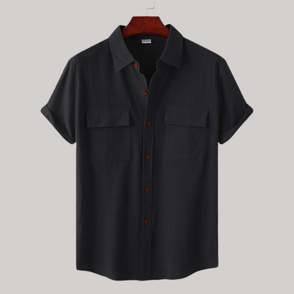 Breathable Linen Blend Short Sleeve Button Down