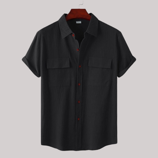 Breathable Linen Blend Short Sleeve Button Down