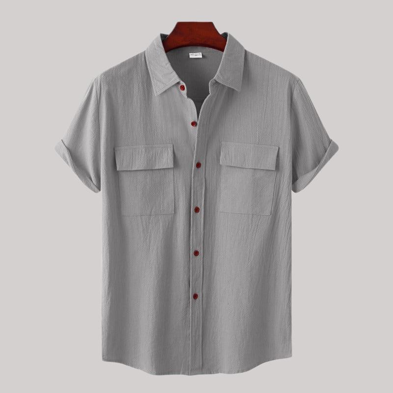 Breathable Linen Blend Short Sleeve Button Down