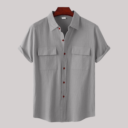 Breathable Linen Blend Short Sleeve Button Down