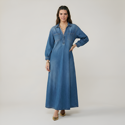 Classic Long Sleeve Denim Maxi for Women