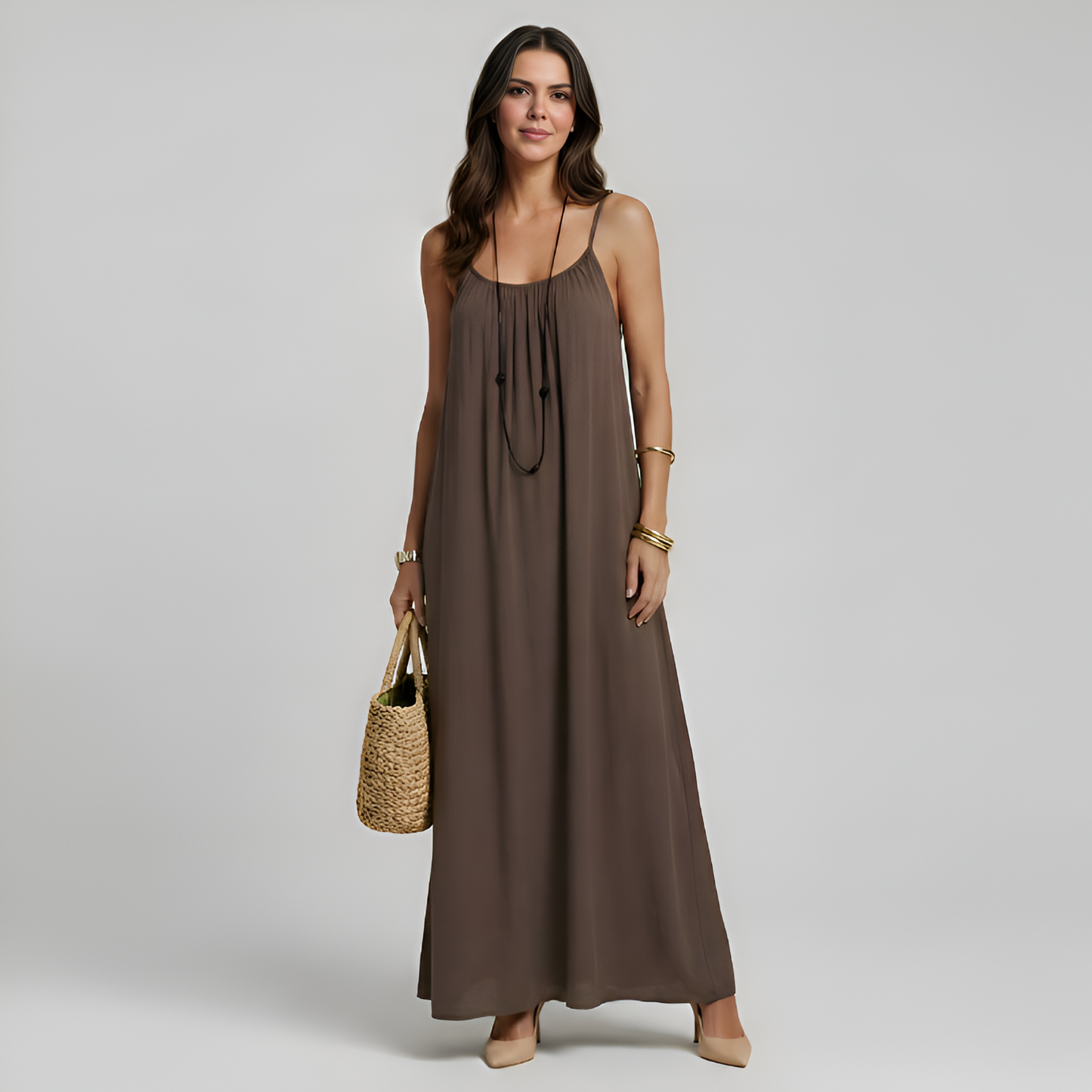 Sophisticated Cami Maxi Dress with Adjustable Straps