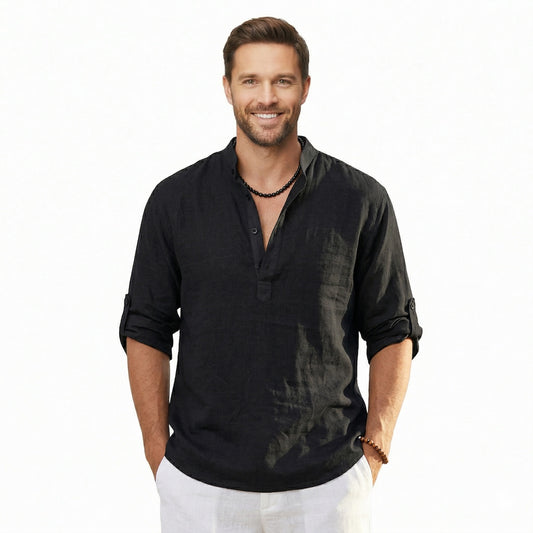 Men's Breathable Classic Linen Long Sleeve Tee